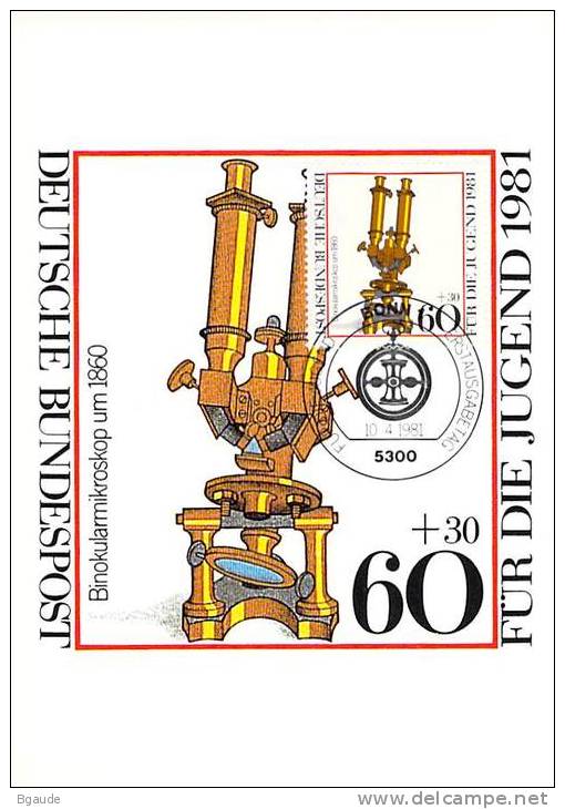 ALLEMAGNE BUND CARTE MAXIMUM NUM.YVERT  924 HISTOIRE DE L OPTIQUE - Other & Unclassified