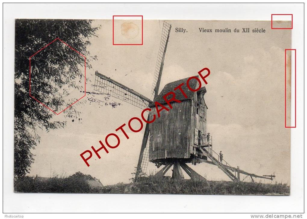 MOULIN A VENT-WINDMUEHLE-SILLY-CARTE Imprimee-Guerre-14-18-1W K-BELGIEN-BELGIQUE-Feldpo St- - Silly