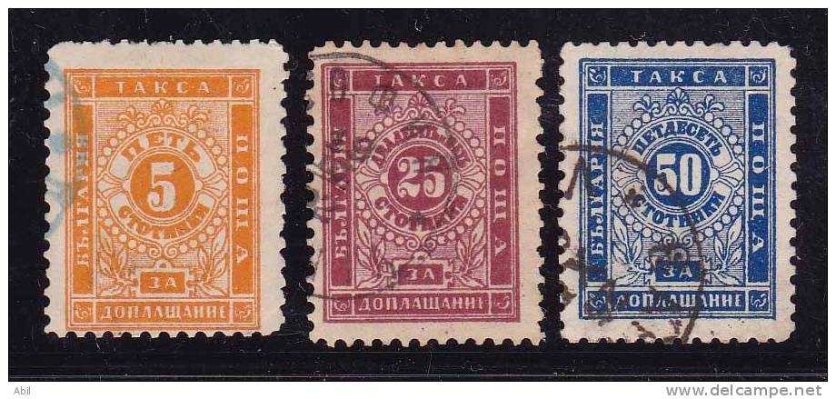 Bulgarie 1885 N°Y.T. :  TT. 7 à 9 Obl. - Timbres-taxe