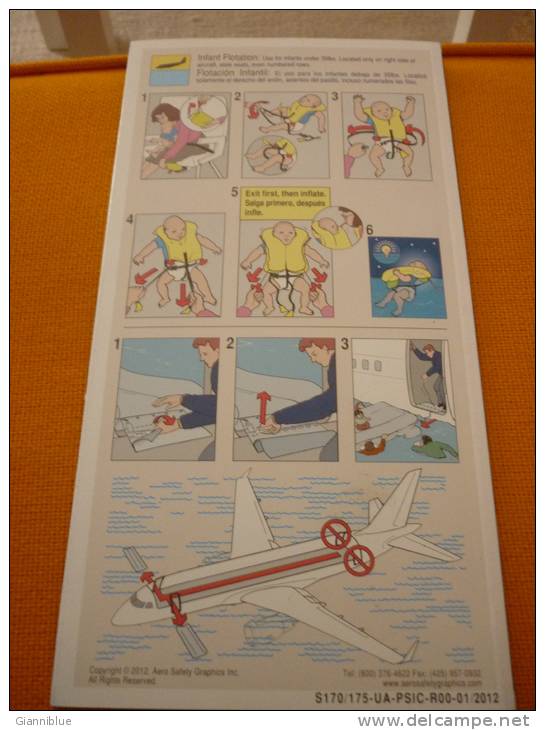 United Express Shuttle America Airlines U.S.A. - Consignes Sécurité/safety Card - Safety Cards