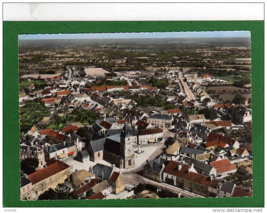 72.MAROLLES LES BRAULTS. Vue Générale Aérienne. L'Eglise Le Monument (A)CPSM Dentelée.Grd Format Année 1960 - Marolles-les-Braults