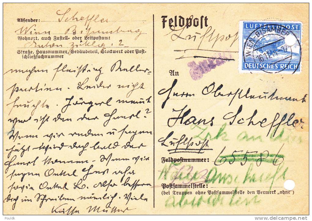 Feldpost WW2: Returned Airmail - Wait For New Address - To POW Unit Armee-Kriegsgefangenen-Sa Mmelstelle 57 FP 65586 Dtd - Militaria