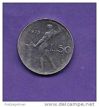 ITALIA 1975,  Circulated Coin XF, 50 Lira, Stainless Steel "R" KM 95, C90.179 - 50 Lire