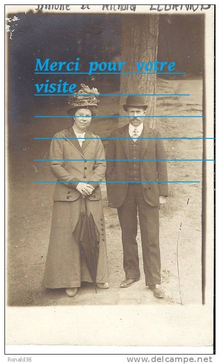 Cp Homme Et Femme Couple : Portrait  De Simone Et Richard LEGRAND (  Mode Robe Chapeaux Costume ) - Genealogy