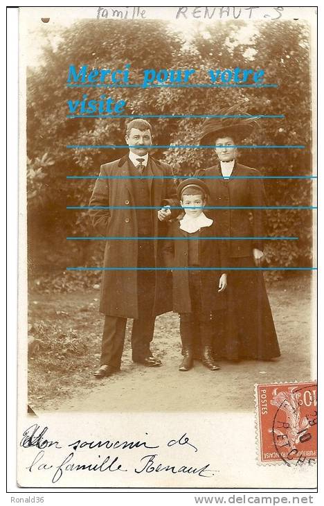 Cp Homme Et Femme Couple : Portrait  De La Famille RENAUT S ( Mode Robe Chapeaux Costume ) Parents à VILLEFRANCHE 41 - Genealogy