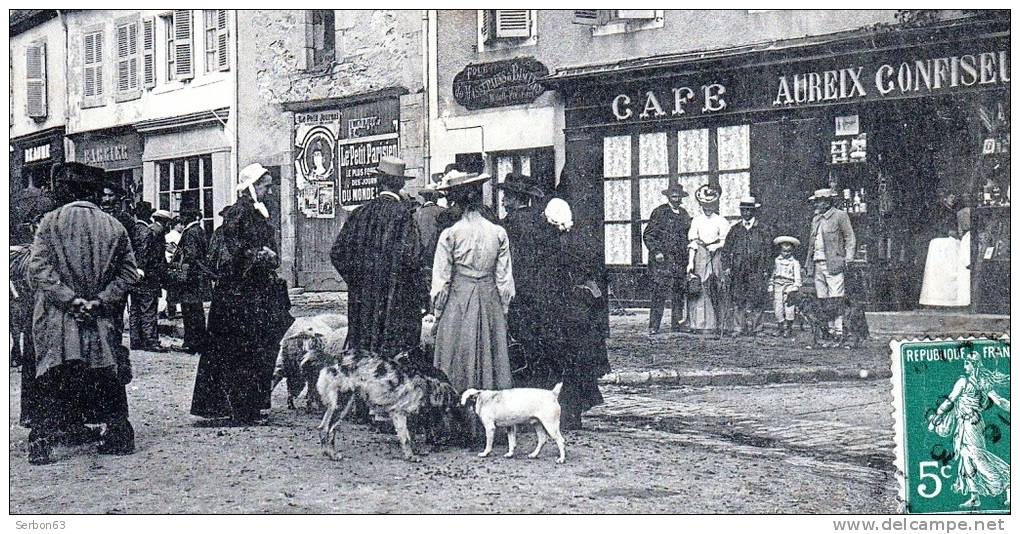 CPA 63330 PIONSAT LA PLACE AUX MOUTONS MICHEL PHOTO SAINT HILAIRE DE PIONSAT LE QUARTIER CAFE AUREIX CONFISEUR LE PETI - Montaigut