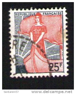 FRANCE Oblitération Ronde Used Stamp Marianne à La Nef 25F 1959 Y&T 1216 - 1959-1960 Marianne In Een Sloep