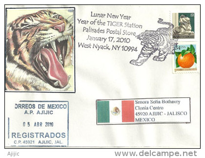 USA. Le Tigre, Année Lunaire,  Enveloppe Souvenir West Nyack ,  New-York, Lettre Adressée Au Mexique - Nouvel An Chinois