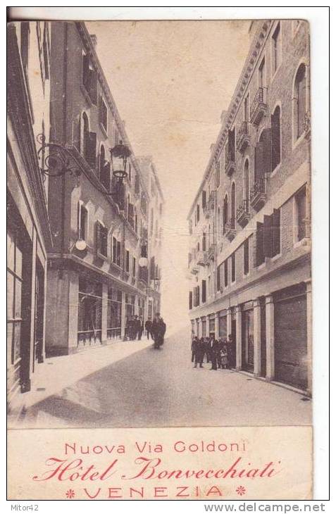 7*-Tassate-Segnatasse-Venezia-Veneto-Nuova Via Goldoni-Hotel Bonvecchiati-Animata-5c.Leoni Tassata 10c.-1918 X Messina - Strafport