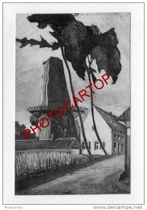 MOULIN A VENT-WINDMUEHLE-LEKE-Dessin-CARTE Allemande-Guerre-14-18-1WK-BELGIEN-BELGIQUE- - Diksmuide