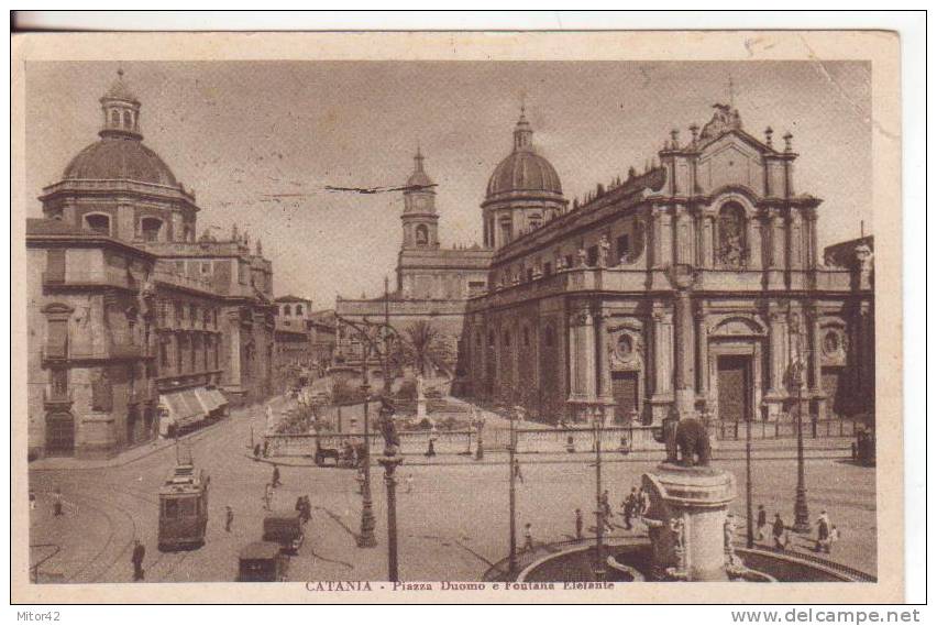 10*-Tassate-Segnatasse-Cartolina Illustrata Catania P.zza Duomo-Non Affrancata-Tassa Non Riscossa-v.1933 X Messina - Taxe