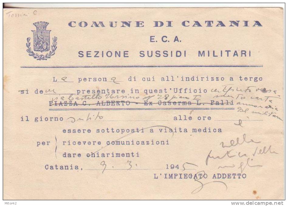 14*-Tassate-Segnatasse-Luogotenennza-E.C.A.Sezione Sussidi Militari-Non Affrancata-Tassa Carico Destinatario-c.30-1945 - Taxe