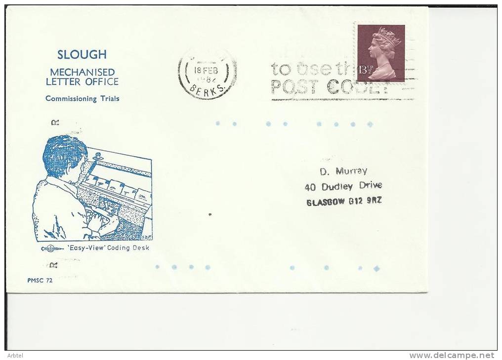 INGLATERRA SLOUGH MECHANISED LETTER OFFICE 1982 POST CODE - Zipcode