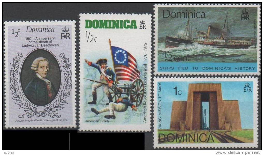 DOMINIQUE DOMINICA Lot 4 TP *-* MNH : Beethoven Infantru U7Sa Ship Viking Mission Mars - Dominica (1978-...)