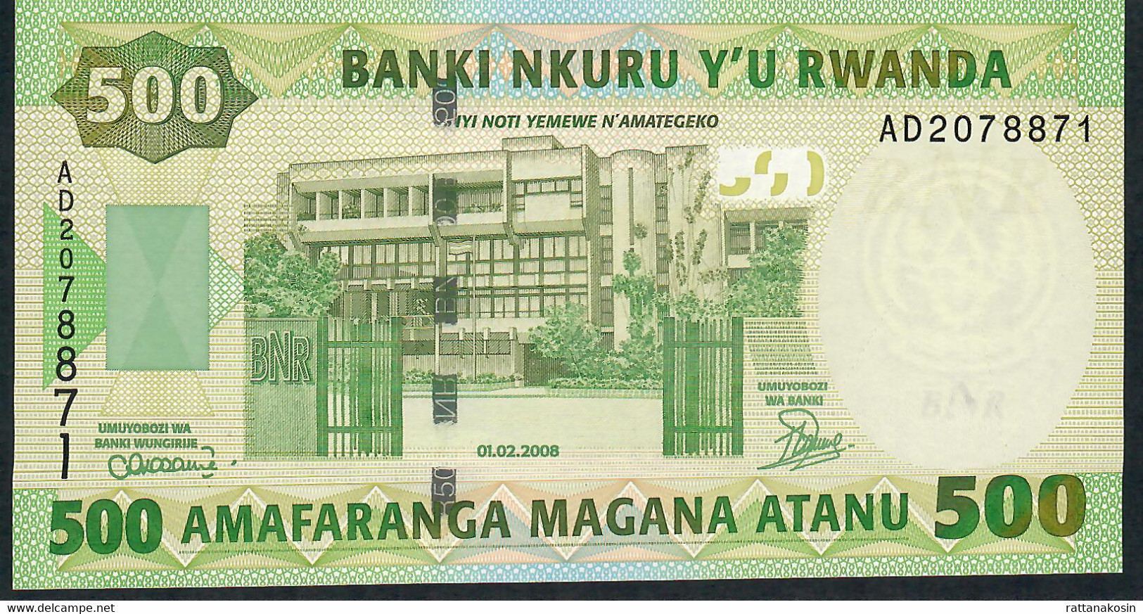 RWANDA   P30b   500   FRANCS    2008    UNC. - Ruanda