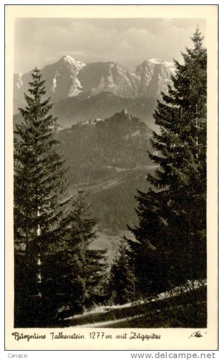 AK Burgruine Falkenstein Mit Zugspitze, Ung (Pfronten Im Allgäu) - Zugspitze