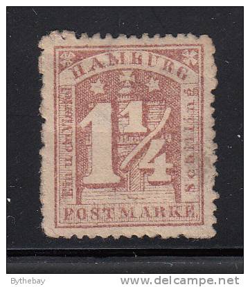 Hamburg Unused Scott #22  1 1/4s Numeral, Red Lilac - Reprint? - Hamburg