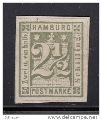 Hamburg Unused Scott #12  2 1/2s Numeral, Green - Probable Reprint - Hamburg