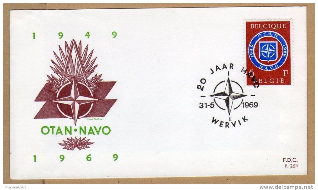 Enveloppe FDC 1496 Emblème OTAN NAVO 20 Ans Otan Wervik - OTAN