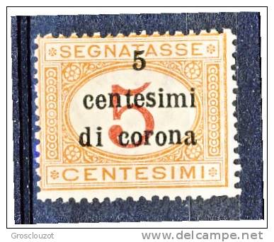 Trento E Trieste 1919 Segnatasse SS 3 N. 1 C. 5 Su C. 5 Arancio E Carminio. MNH - Trente & Trieste