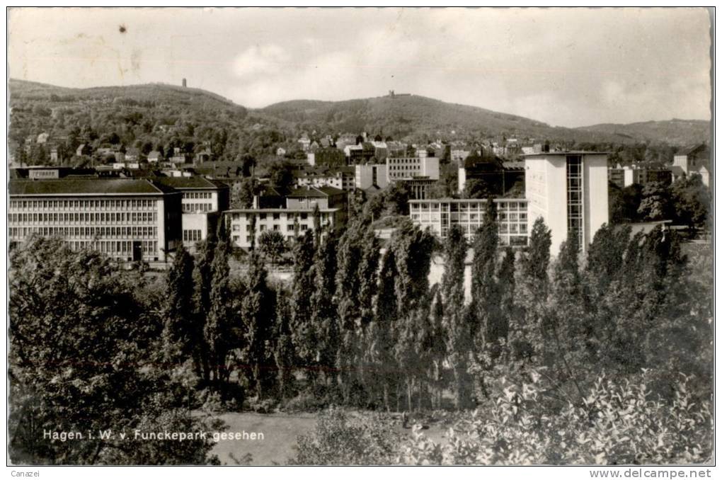 AK Hagen/Westfalen Vom Funckepark Aus Gesehen, Gel 1964 - Hagen