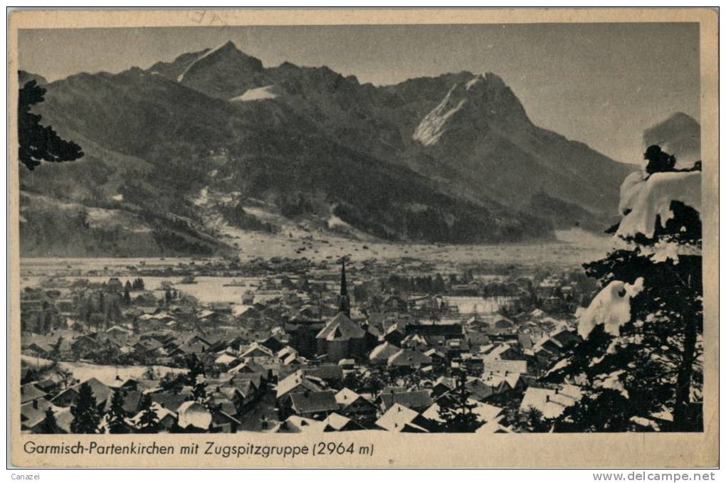 AK Garmisch-Partenkirchen Mit Zugspitze, Gel 1946 - Zugspitze