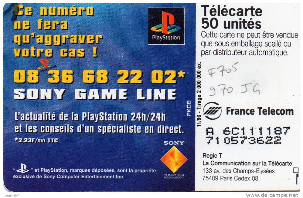 F 705 970 JG SONY PLAY STATION - 1996