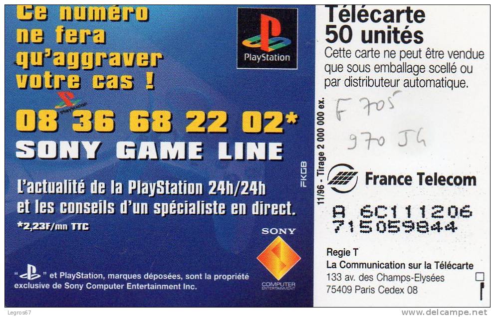 F 705 970 JG SONY PLAY STATION - 1996