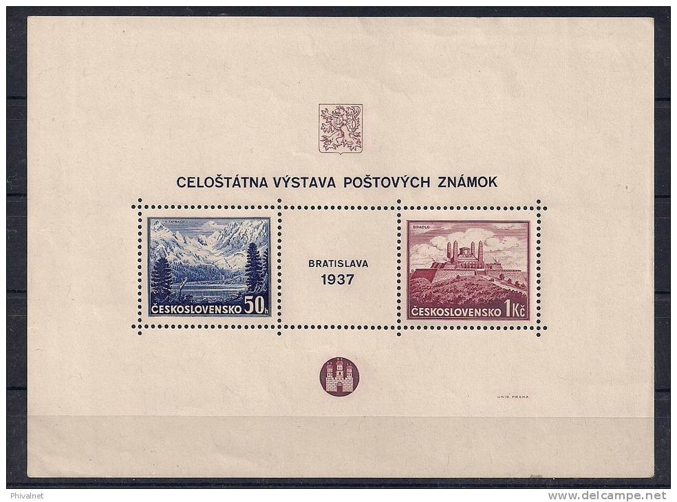 CHECOSLOVAQUIA, YVERT HB 3**, AÑO 1937, BRATISLAVA - Unused Stamps