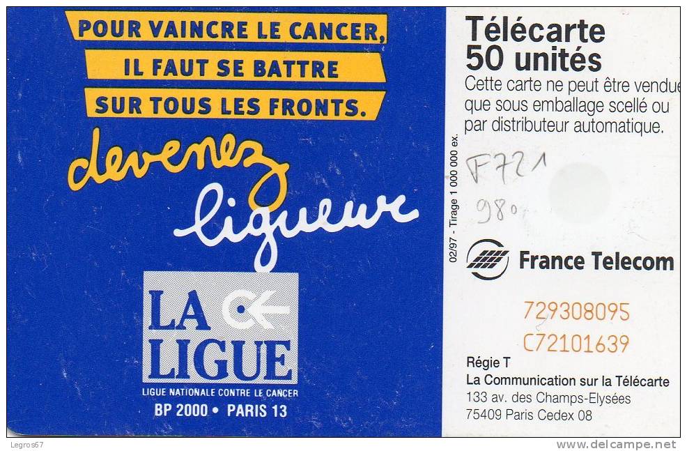 F 721 980	LIGUE CONTRE LE CANCER - 1997