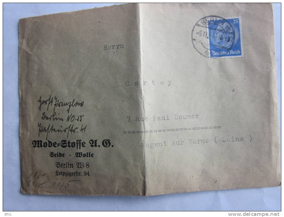 LETTRE CENSURE MILITAIRE BERLIN VOIR PHOTOS - Storia Postale