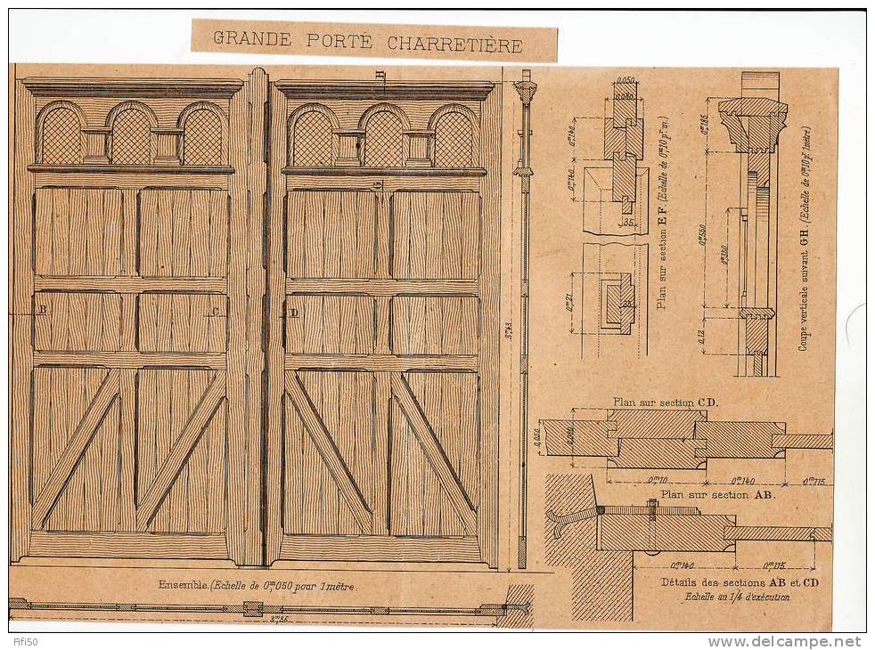 2 PLANS REALISATION MENUISERIE EBENISTERIE PORTE  INTERIEURE VITREE &  GRANDE PORTE CHARRETIERE - Other Plans