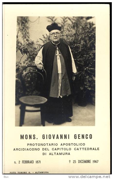 ALTAMURA  BARI MONSIGNORE   GIOVANNI   GENCO     8   X 12,5   IMAGE PIEUSES  LUTTINO - Religion & Esotericism