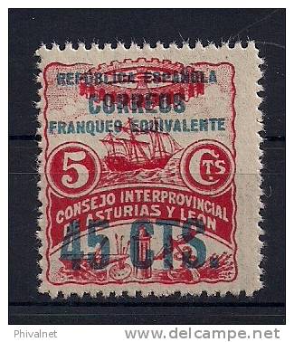 ASTURIAS Y LEÓN, ED. 9**, 1937, FRANQUEO EQUIVALENTE, EXCELENTE CALIDAD - Asturias & Leon
