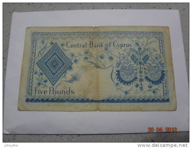 Cyprus 1974  5 Pounds (1.6.1974) Heavy Used - Zypern