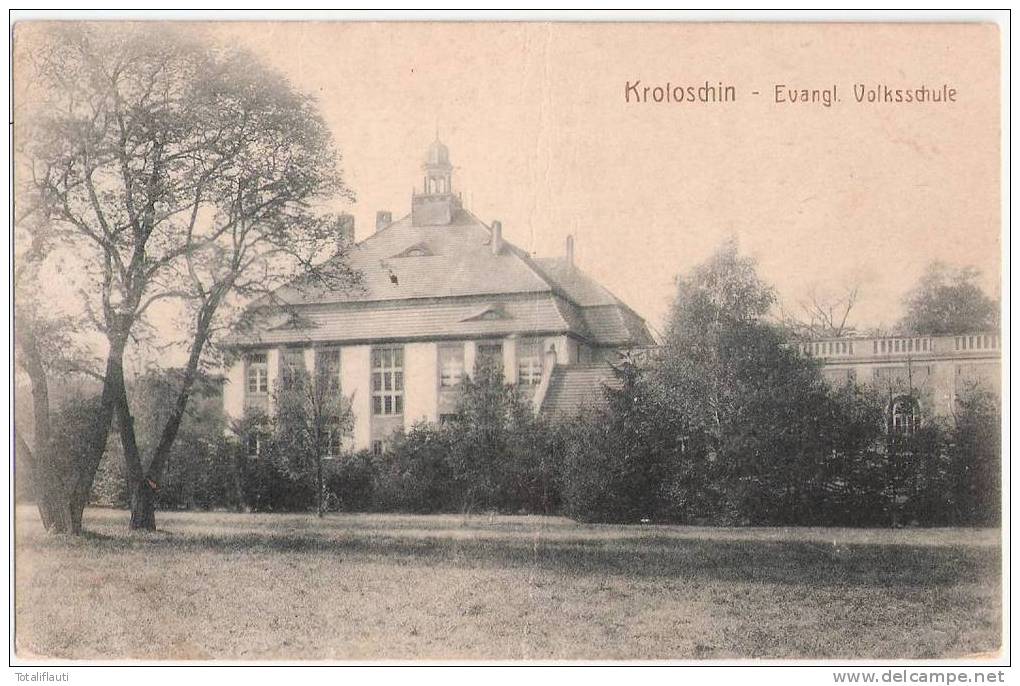 Krotoschin Evangelische Volksschule Krotoszyn 26.6.1917 Gelaufen - Posen
