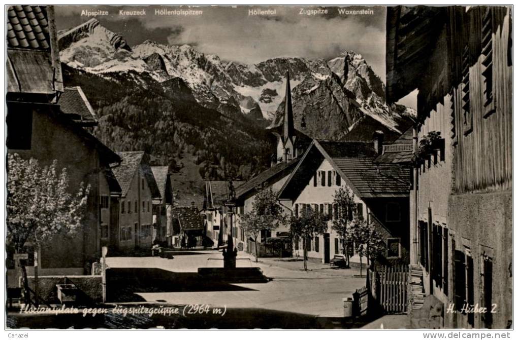 AK Garmisch-Partenkirchen, Floriansplate Gg Zugspitzgruppe, Gel 1962,Huber Nr. 2 - Zugspitze