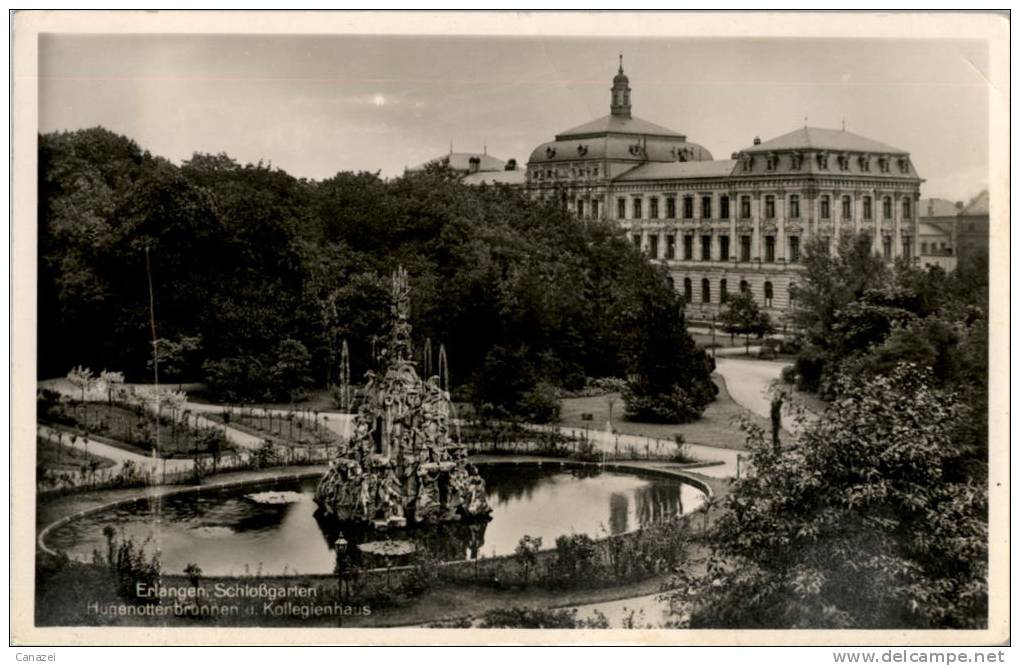 AK Erlangen, Schloßgarten, Hugenottenbrunnen, Kollegienhaus, Ung - Erlangen