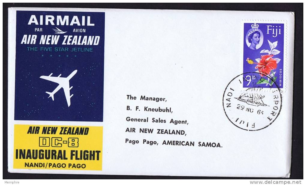 1965  Air New Zealand First Flight Nandi To Pago Pao SG 315 - Fidschi-Inseln (...-1970)