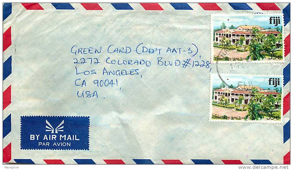 1994  Air Letter To USA - Fiji (1970-...)