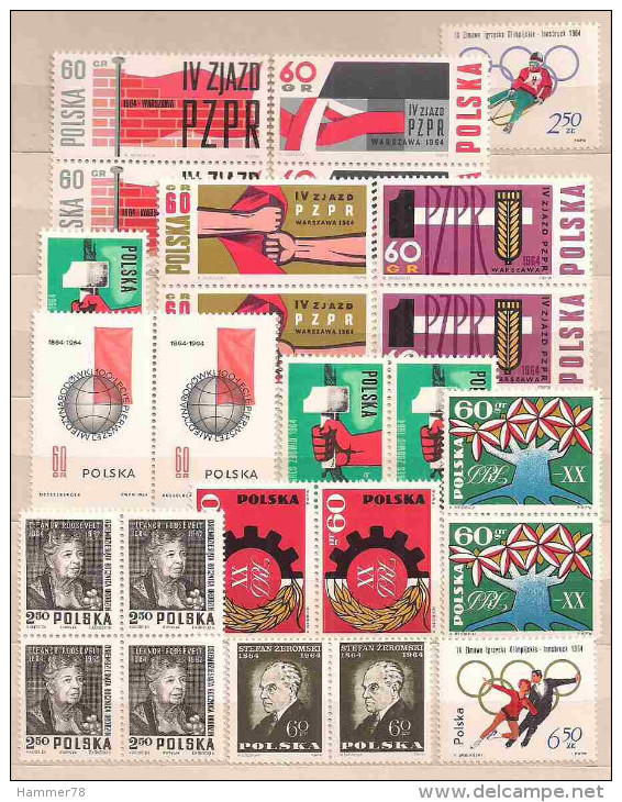 POLAND 1964 MIX 4th POLISH UNITED WORKERS´ PARTY CONGRESS & OTHERS MNH - Ongebruikt