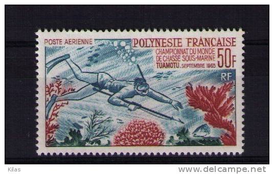 FRENCH POLYNESIA 1965 Airmail, Diving MNH - Plongée