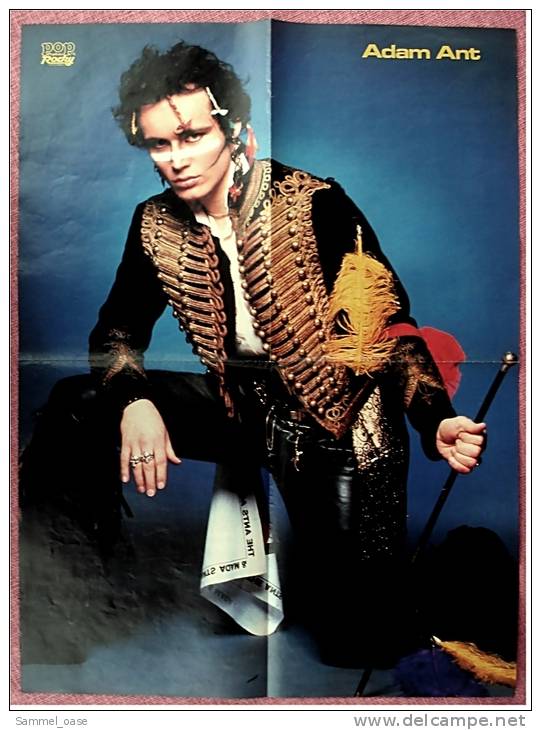 Musik Poster :  David Bowie 1973  -  Rückseite : Adam Ant  -  Ca. 1982 Aus Der Pop Rocky - Posters