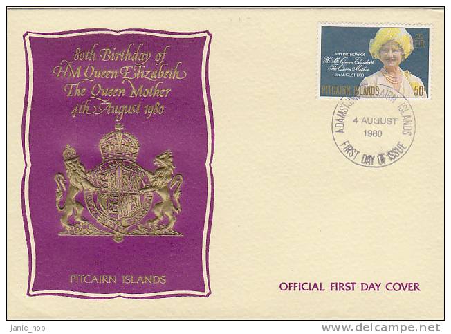 Pitcairn Islands 1980 80th Birthday Queen Mother FDC - Pitcairninsel