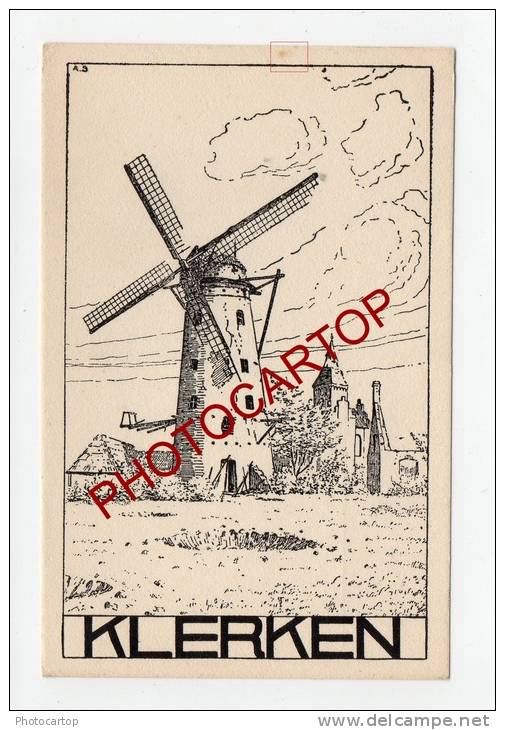 MOULIN A VENT-WINDMUEHLE-MOLEN-KLERKEN-CLERCKEN-Dessin Allemand-Guerre14-18-1WK-BELGIEN-BELGIQUE-Flandern- - Houthulst