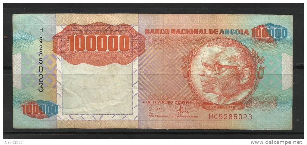 Angola 1991 100,000 Kwanzas  ERROR . 10000 Au Lieu De 100000 . - Angola