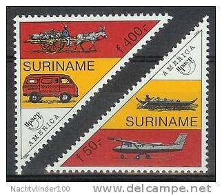 Mmv0823 U.P.A.E.P. AMERICA POST BUS BOOT VLIEGTUIG DISCOVERY PLANE DONKEY CAR BOAT COLUMBUS SURINAME 1994 PF/MNH - Andere (Aarde)