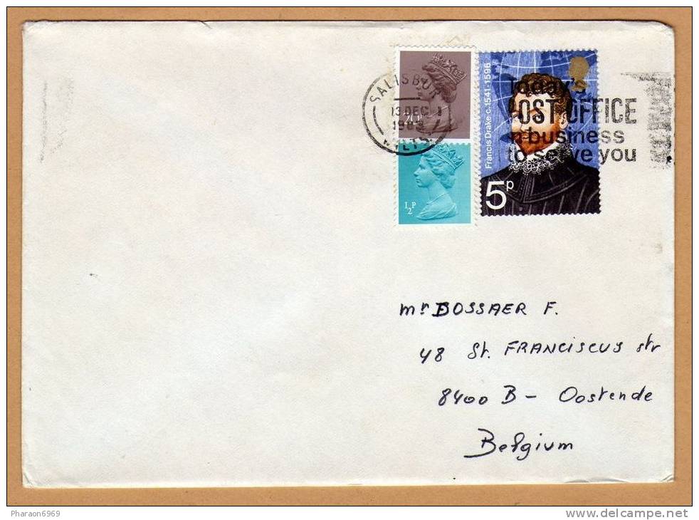 Enveloppe Salisbur To Oostende Belgium - Lettres & Documents