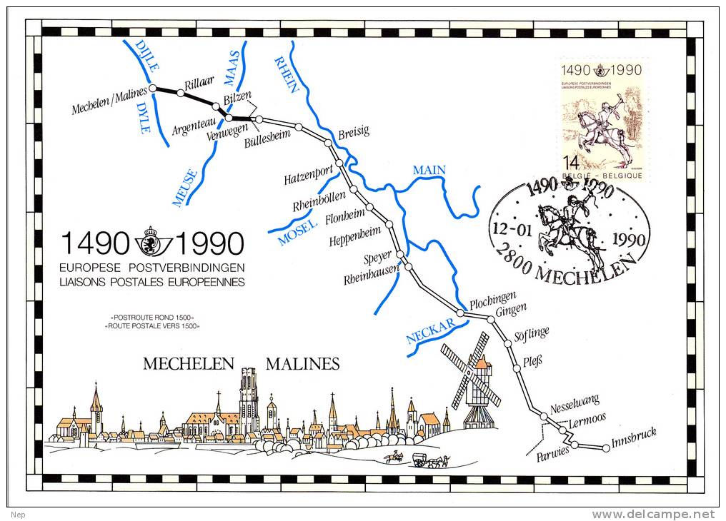 BELGIË - OBP - 1990 - HK 2350 - (POSTVERBINDING - INNSBRUCK/MECHELEN) - Souvenir Cards - Joint Issues [HK]