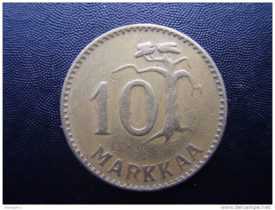 FINLAND 1953H TEN MARKKAA Aluminium-bronze USED COIN In FINE CONDITION. - Finland